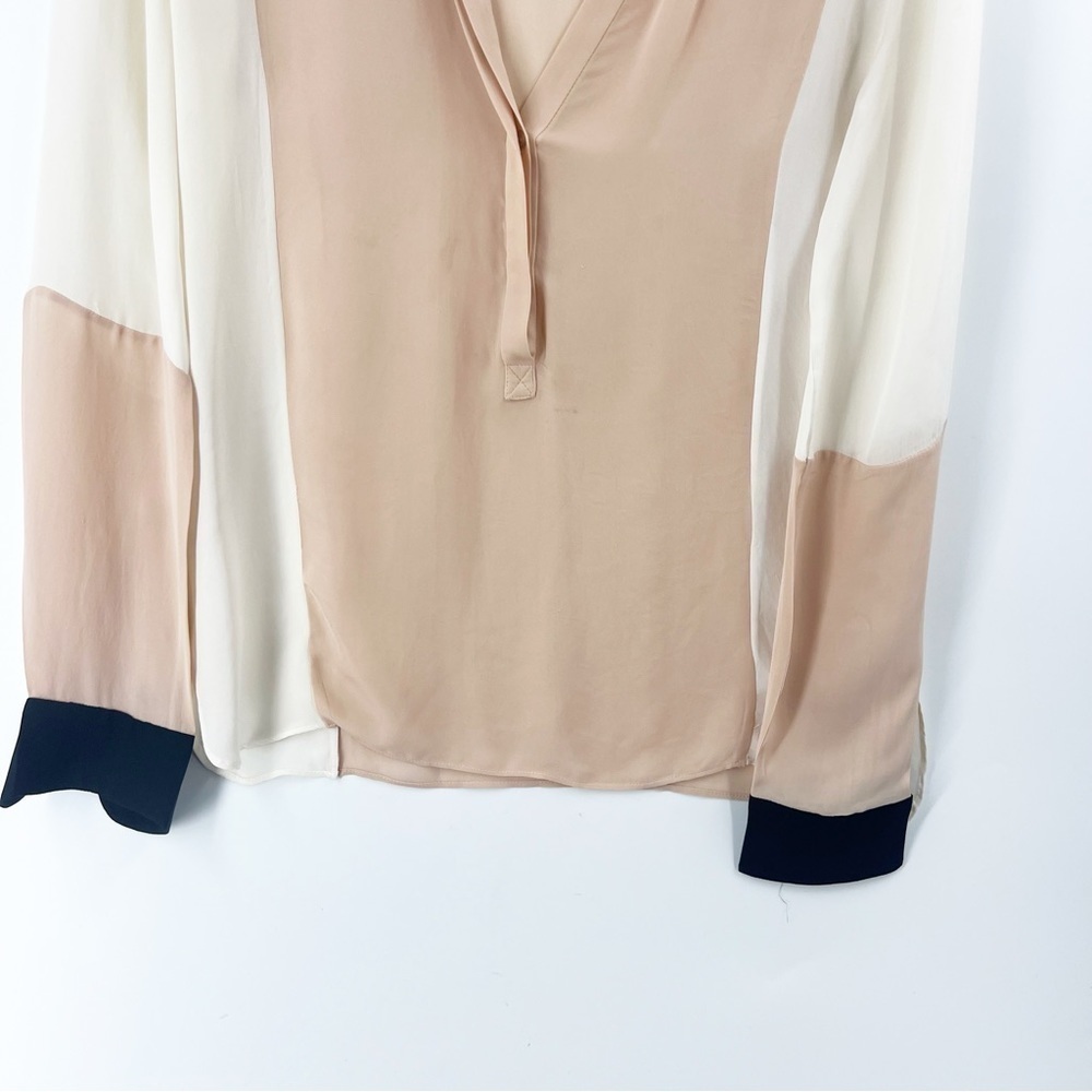 ✅ A.L.C. Dorset Color Block Silk Popover Blouse Khloe Kardashian Size S - Picture 5 of 7